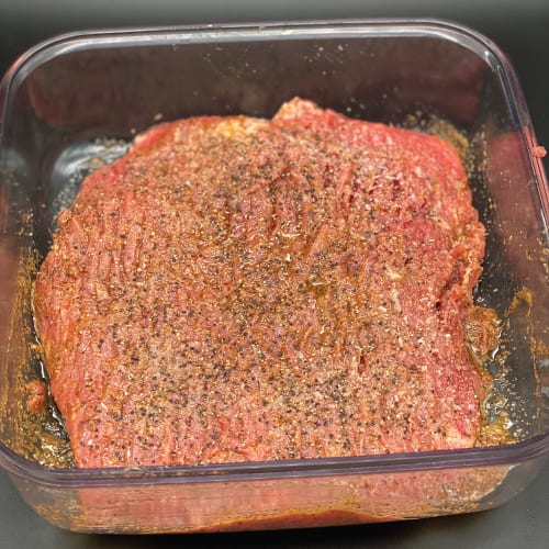 Flank Steak marinating
